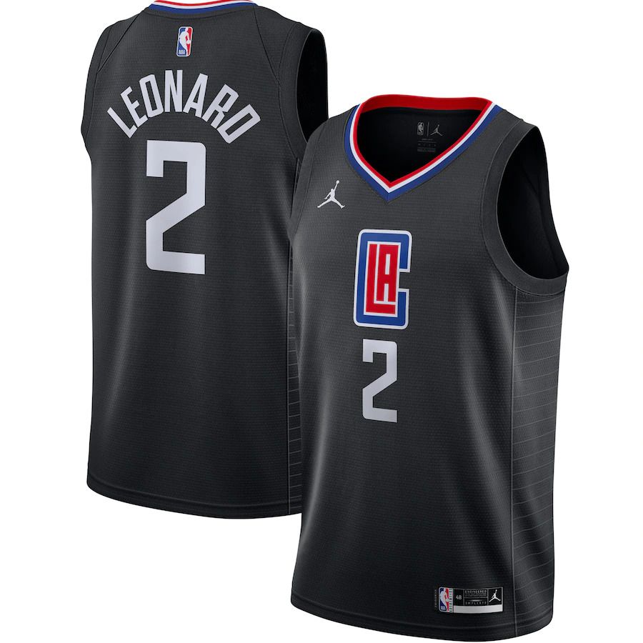 Men Los Angeles Clippers 2 Kawhi Leonard Jordan Brand Black Swingman NBA Jersey